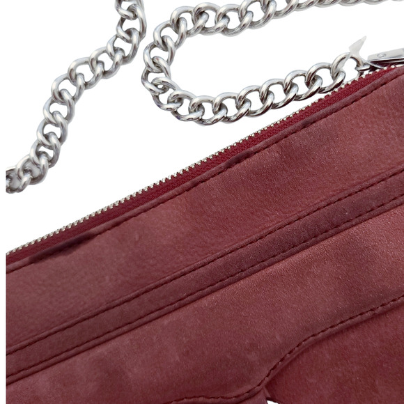 REBECCA MINKOFF Mini Mac suede nubuck leather crossbody bag purse in dark mauve - Picture 6 of 11
